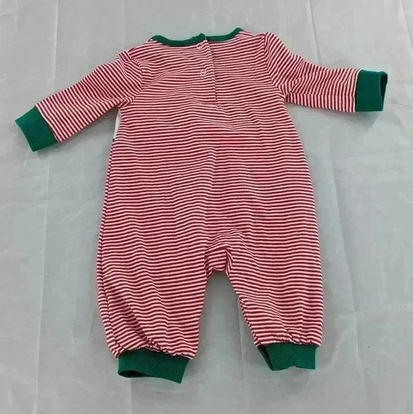 Red Stripped Long Sleeve Gingerbread Romper Size 3 Months - Picture 5 of 6